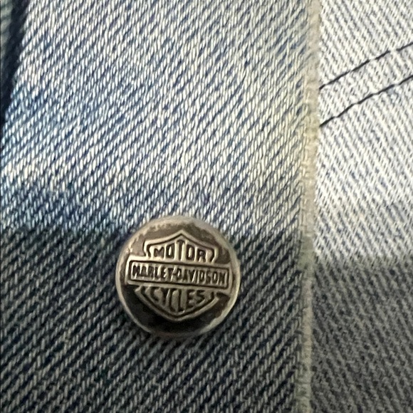 Harley-Davidson Blue Denim Vest with Bold Patches Vintage - Picture 13 of 13